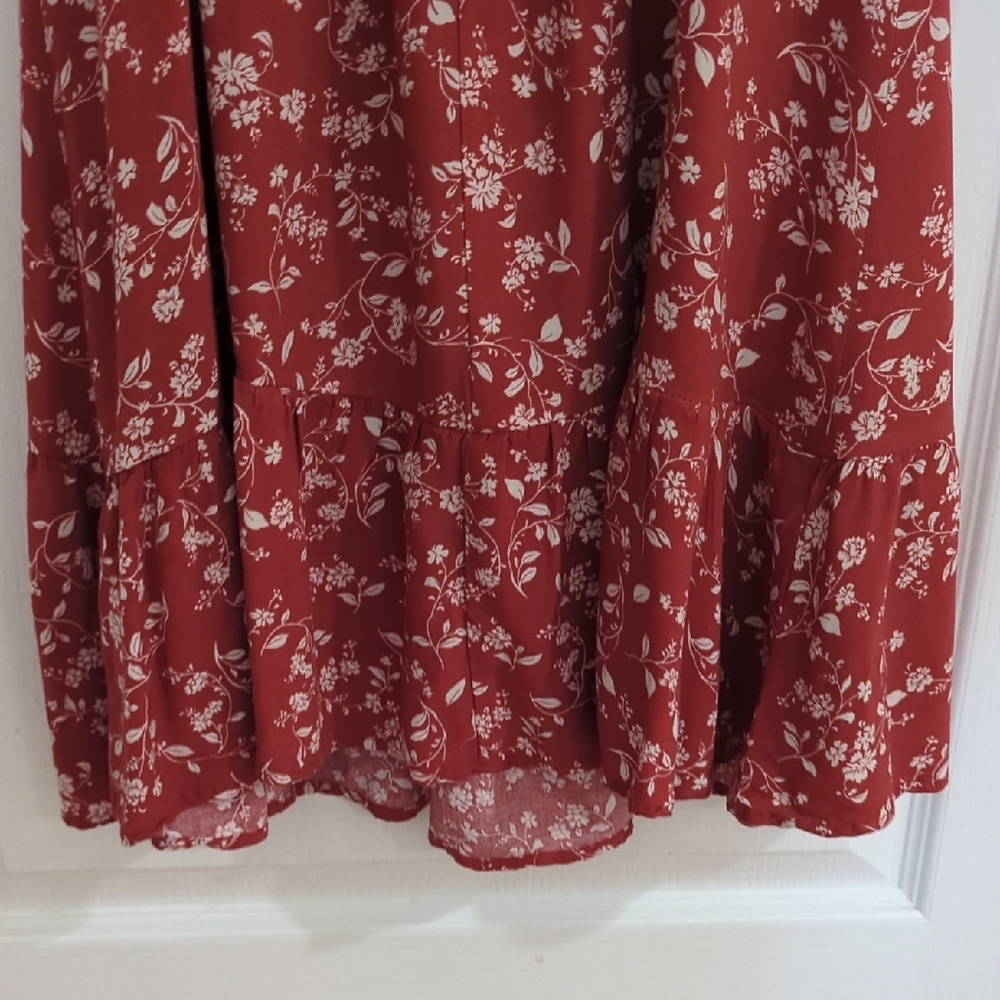 Rust Floral Ruffled Cami Dress - Picture 7 of 11
